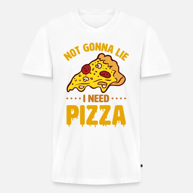 Witziger Pizza Spruch - Männer Premium Bio T-Shirt mit V-Ausschnitt - Weiß