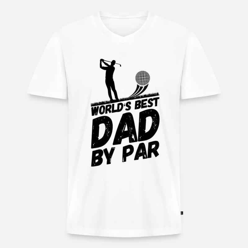 Golf Golfplatz Golfer Papa - Männer Premium Bio T-Shirt mit V-Ausschnitt - Weiß