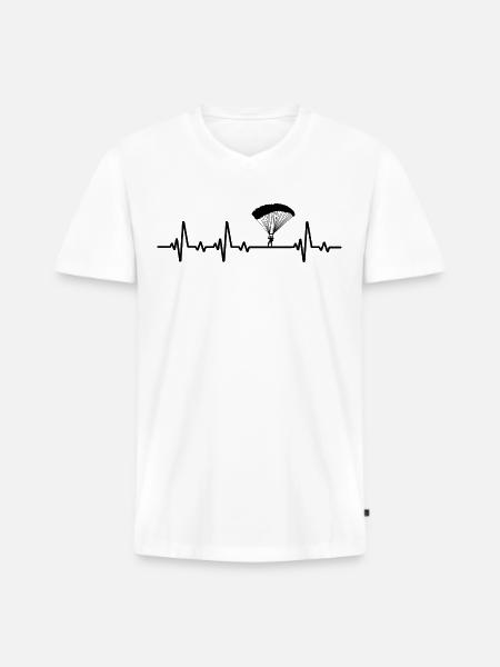 Skydiver Heartbeat Skydiving Skydiver - Men's Premium Organic T-shirt with V-neck - white