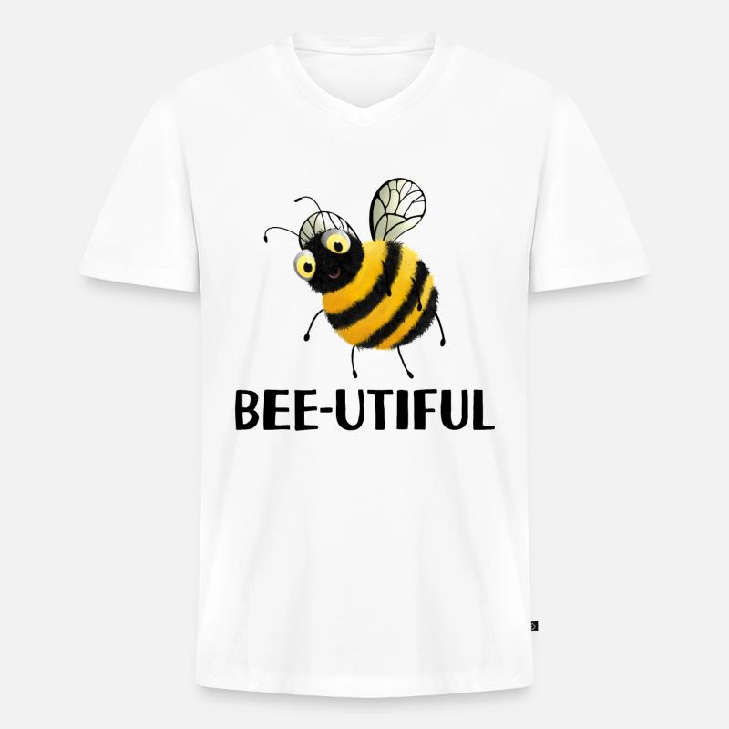Bienen - beeutiful - Männer Premium Bio T-Shirt mit V-Ausschnitt - Weiß