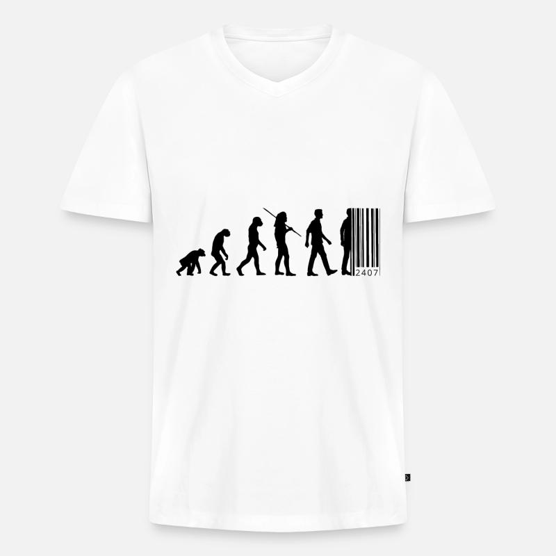 Evolution - barcode - Men's Premium Organic T-shirt with V-neck - white