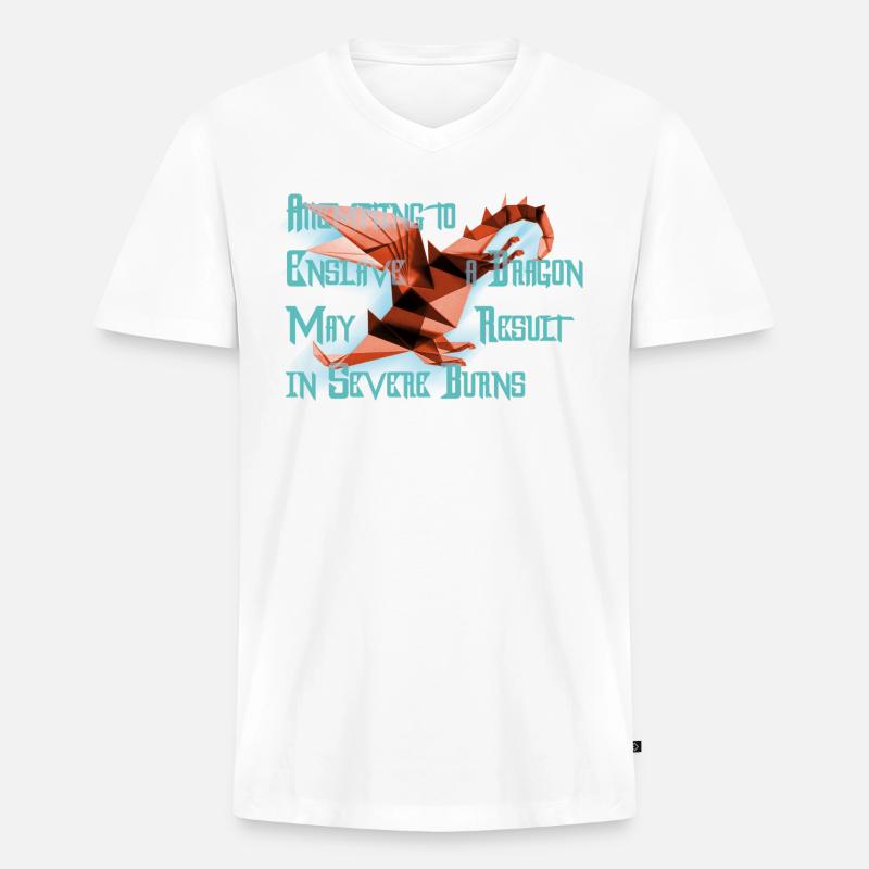 Freundlicher Drache - Männer Premium Bio T-Shirt mit V-Ausschnitt - Weiß