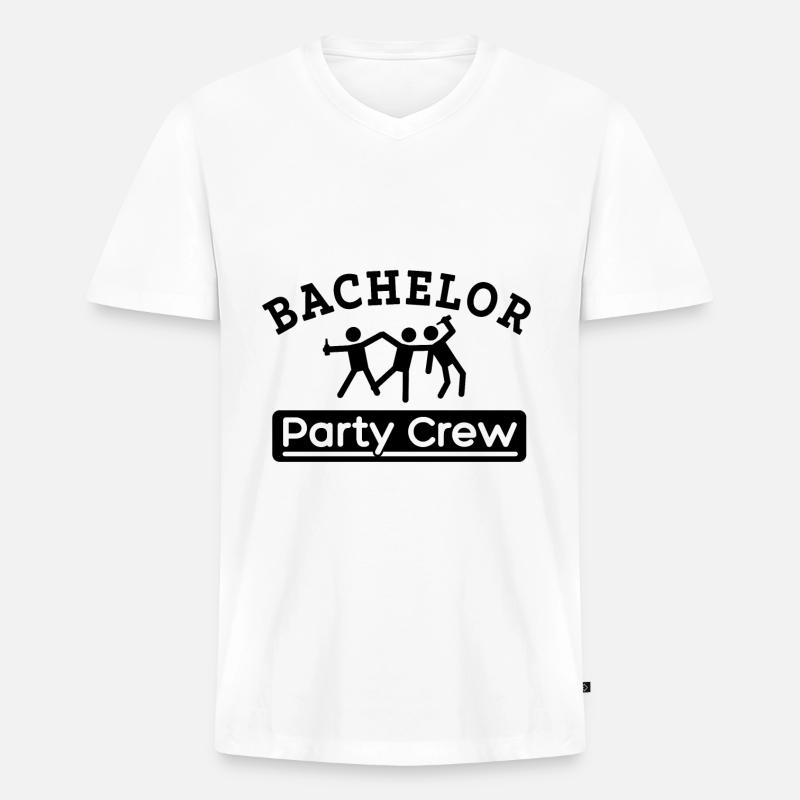 Junggesellenabschied Bachelor Party Crew - Männer Premium Bio T-Shirt mit V-Ausschnitt - Weiß