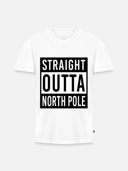 Droit Outta Pôle Nord - T-shirt encolure en V Premium bio Homme - blanc