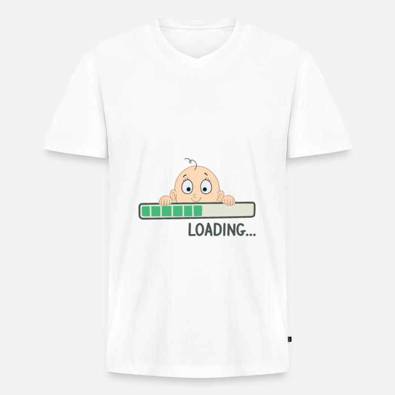 Loading Junge Schwangerschaft Werdende Mutter - Männer Premium Bio T-Shirt mit V-Ausschnitt - Weiß