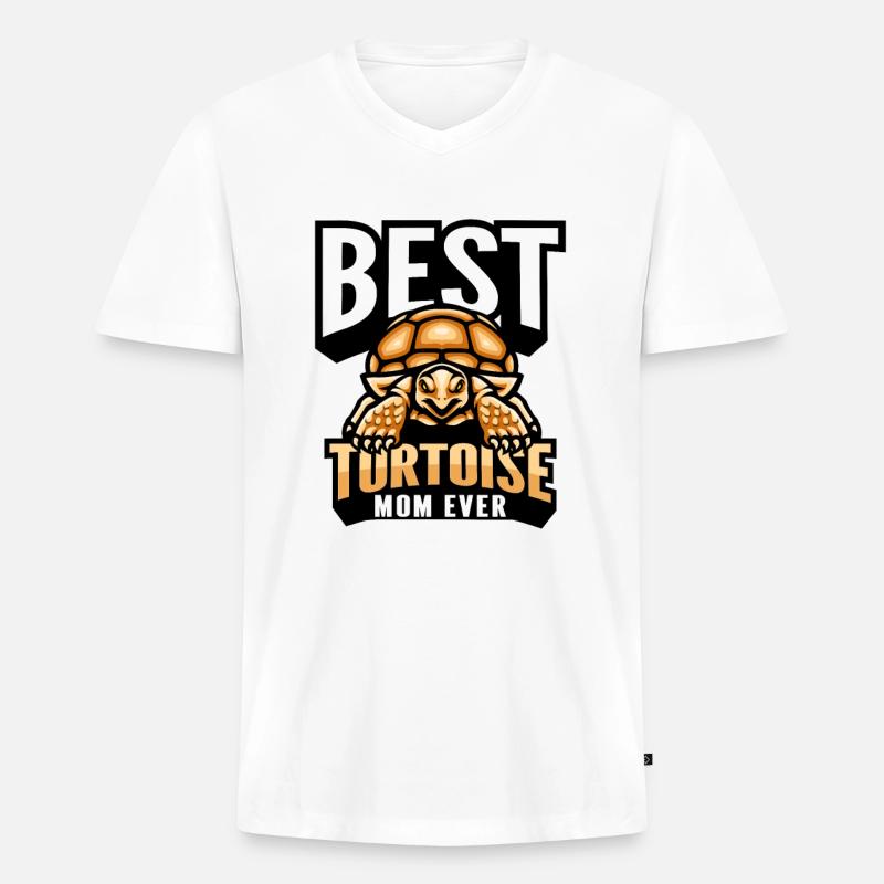 Landschildkröte - Männer Premium Bio T-Shirt mit V-Ausschnitt - Weiß