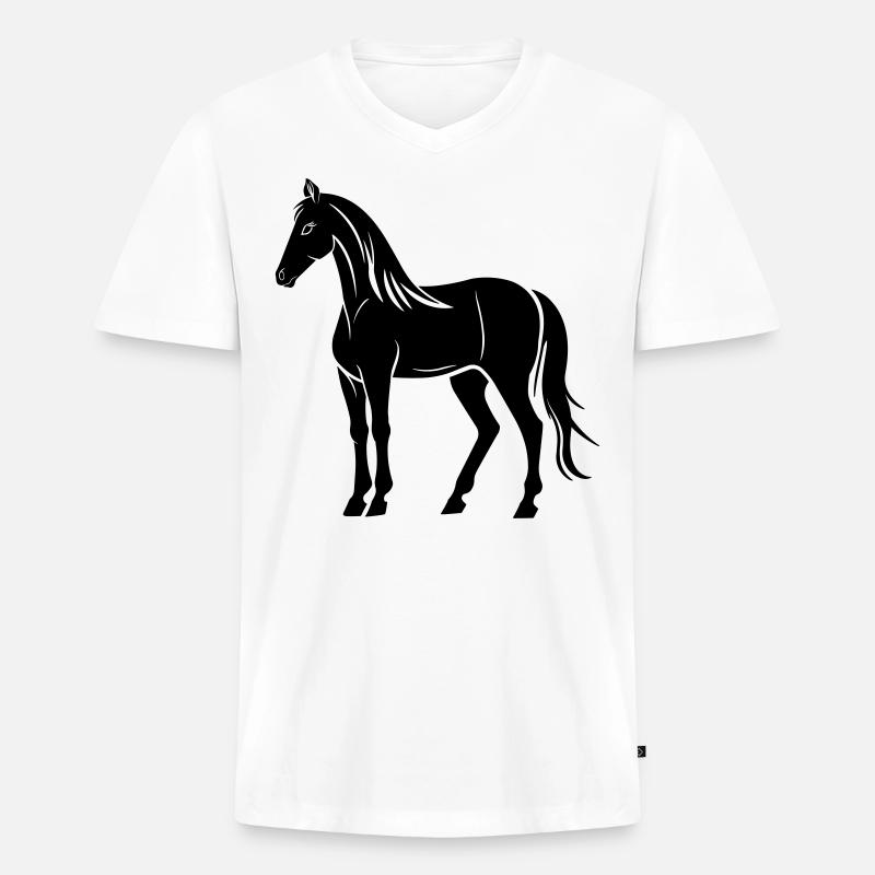 Pferd - Männer Premium Bio T-Shirt mit V-Ausschnitt - Weiß