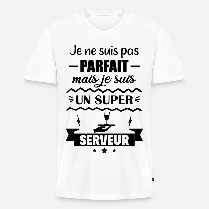 Nicht perfekt, aber toller Server - Männer Premium Bio T-Shirt mit V-Ausschnitt - Weiß