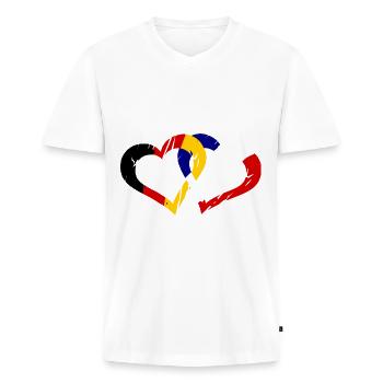 Französisch deutsche Liebe - Männer Premium Bio T-Shirt mit V-Ausschnitt - Weiß - Vorne - Nico (187cm)