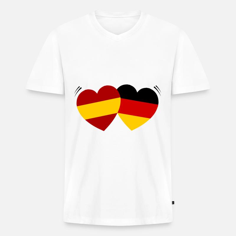 Die spanisch deutsche Liebe - Männer Premium Bio T-Shirt mit V-Ausschnitt - Weiß