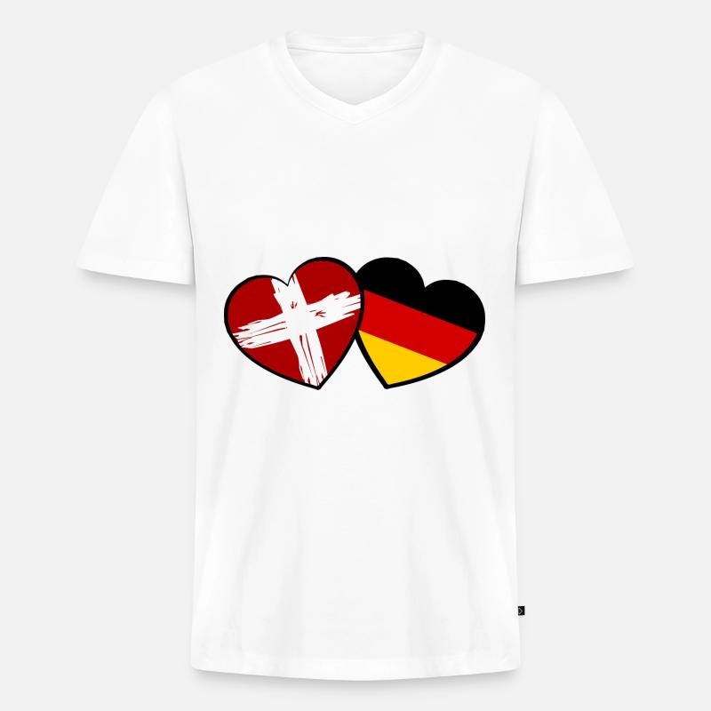 Die Schweizer Deutsche Liebe - Männer Premium Bio T-Shirt mit V-Ausschnitt - Weiß