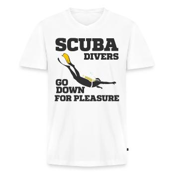 Taucher Diver Versauter Witz Spruch Lustig Tauchen - Männer Premium Bio T-Shirt mit V-Ausschnitt - Weiß - Vorne - Nico (187cm)