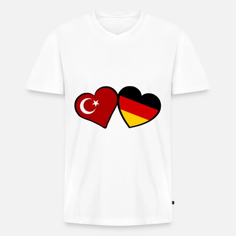 Die türkisch deutsche Partnerschaft - Männer Premium Bio T-Shirt mit V-Ausschnitt - Weiß