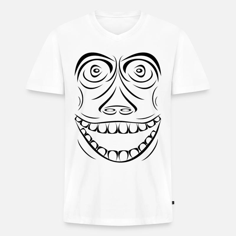 Lustiger Affe ohne Pocken - Männer Premium Bio T-Shirt mit V-Ausschnitt - Weiß