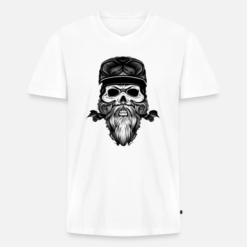 Hardcore Biker - Männer Premium Bio T-Shirt mit V-Ausschnitt - Weiß