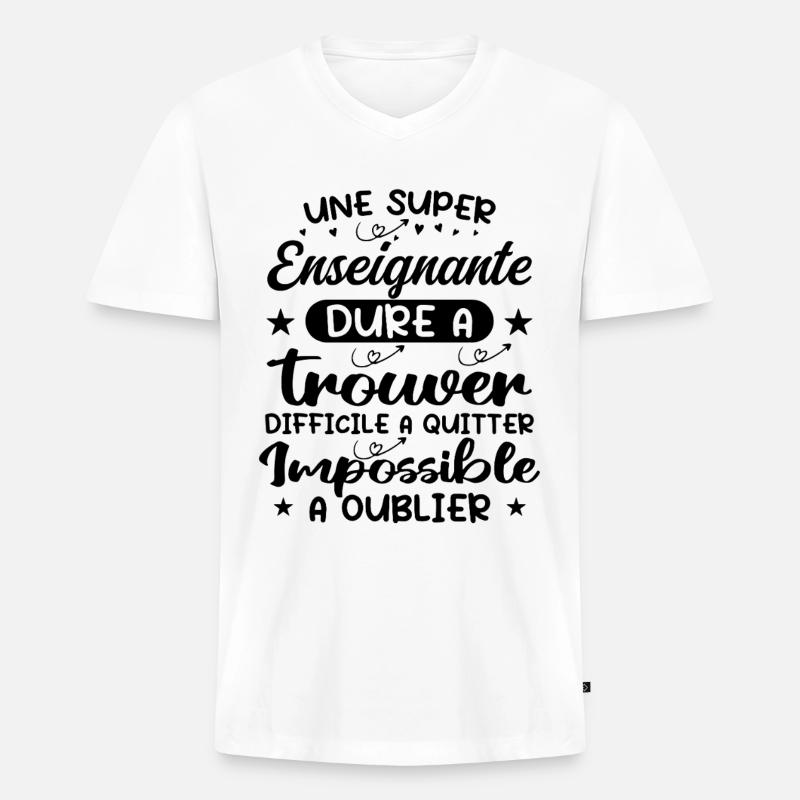 Ein toller Lehrer - Lehrergeschenk - Männer Premium Bio T-Shirt mit V-Ausschnitt - Weiß