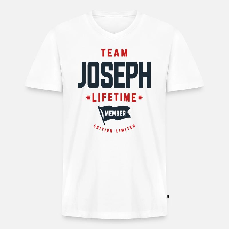 Team Joseph Lebenslanges Mitglied Lustiger Name Joseph - Männer Premium Bio T-Shirt mit V-Ausschnitt - Weiß