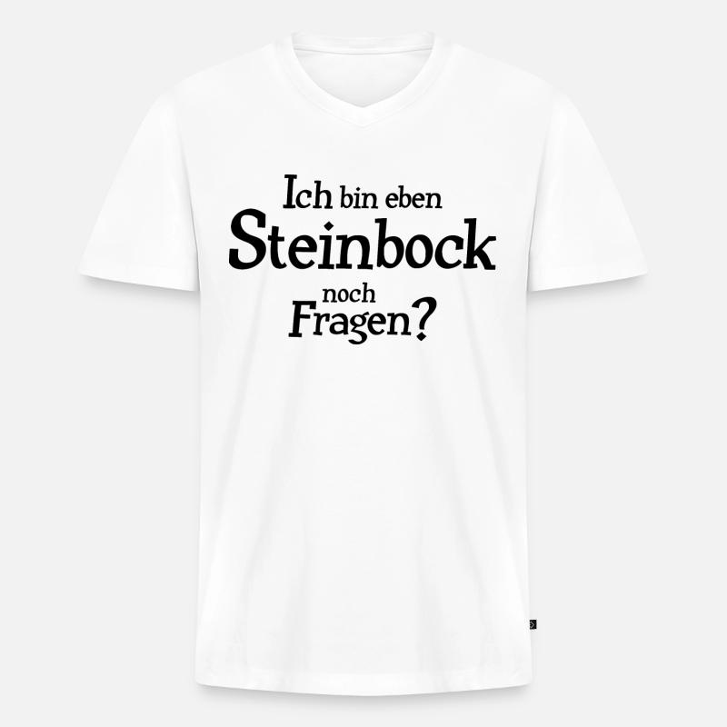 Sternzeichen Steinbock - Männer Premium Bio T-Shirt mit V-Ausschnitt - Weiß