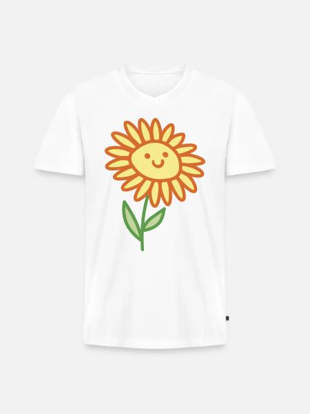 Sonnenblume - Männer Premium Bio T-Shirt mit V-Ausschnitt - Weiß
