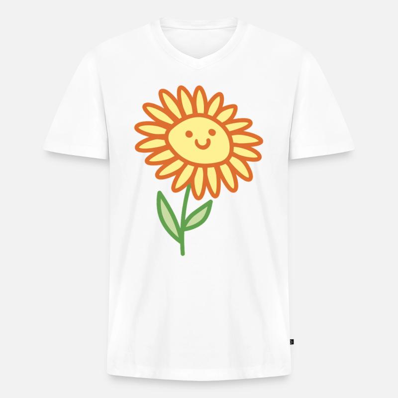 Sonnenblume - Männer Premium Bio T-Shirt mit V-Ausschnitt - Weiß