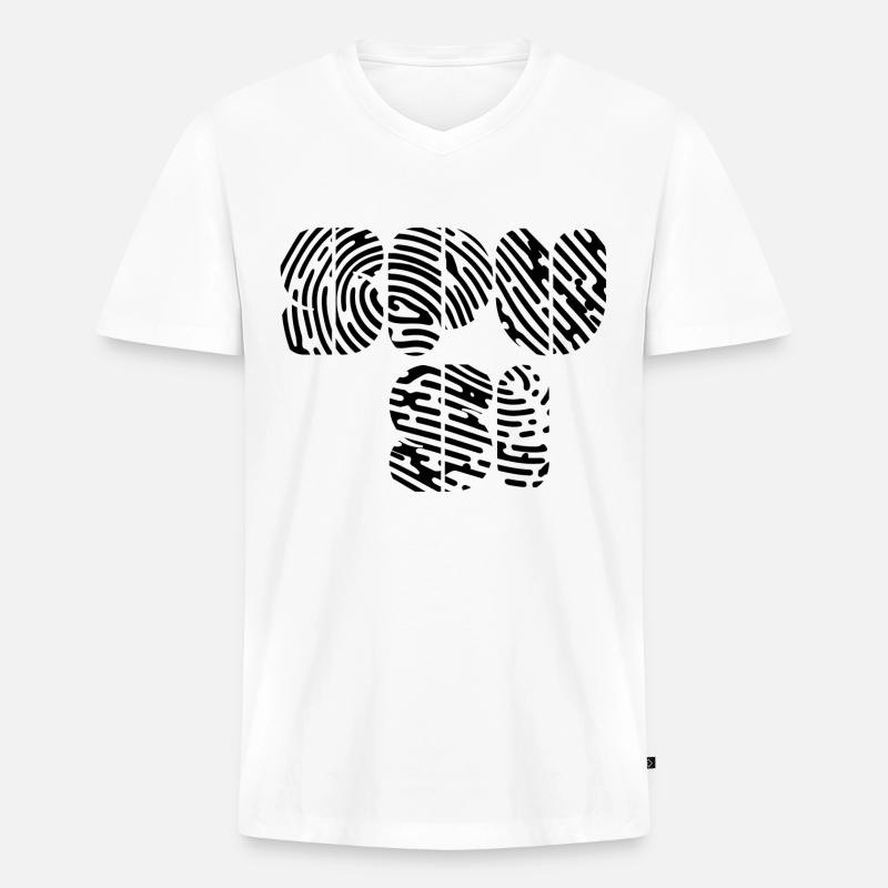 SpuSi - Männer Premium Bio T-Shirt mit V-Ausschnitt - Weiß