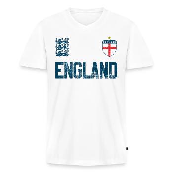 England - Men's Premium Organic T-shirt with V-neck - white - Front - Nico (187cm)