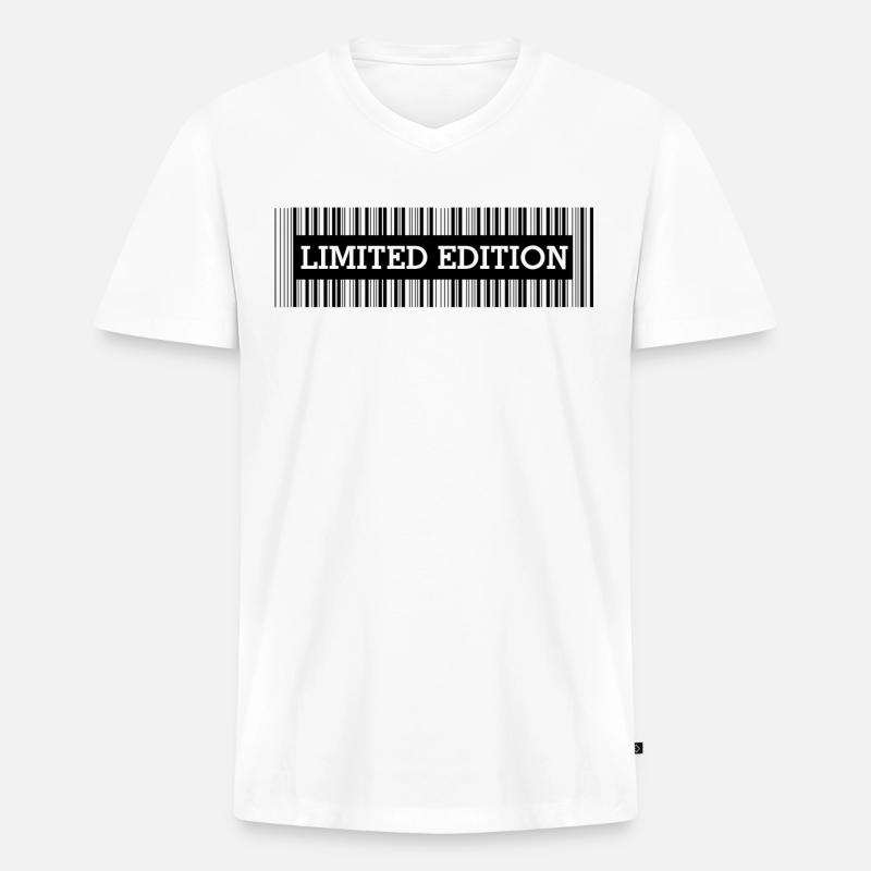 LIMITED EDITION - BARCODE - SCANCODE - EINZELSTÜCK - Männer Premium Bio T-Shirt mit V-Ausschnitt - Weiß