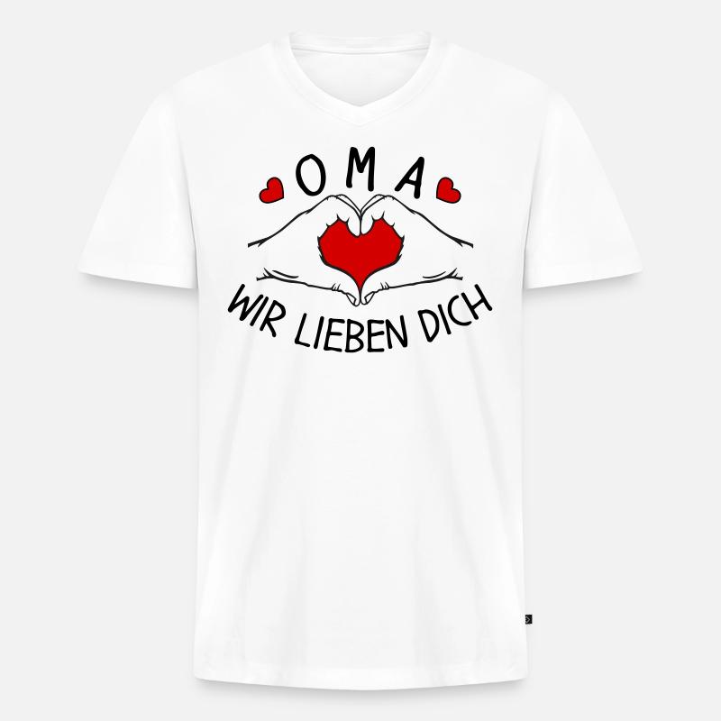 Oma wir lieben Dich - Männer Premium Bio T-Shirt mit V-Ausschnitt - Weiß