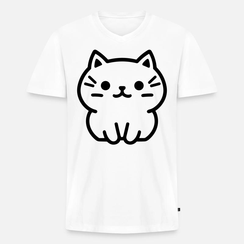 Kätzchen - Männer Premium Bio T-Shirt mit V-Ausschnitt - Weiß
