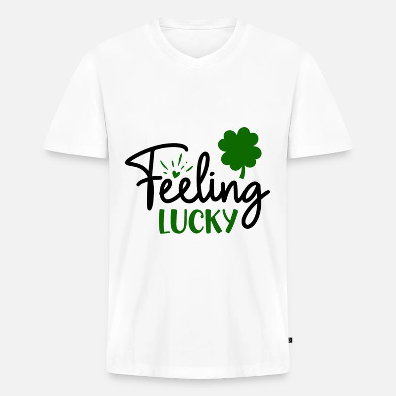 GLÜCKLICH SEIN - Männer Premium Bio T-Shirt mit V-Ausschnitt - Weiß