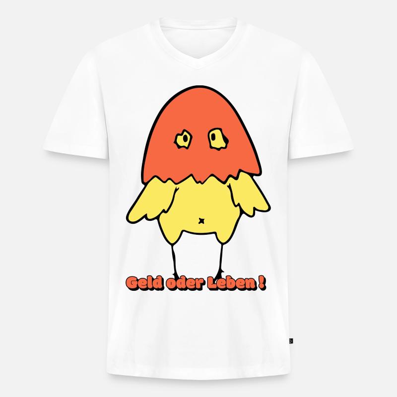 Geld oder Leben!  - Männer Premium Bio T-Shirt mit V-Ausschnitt - Weiß