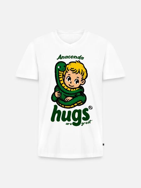 Anakonda Umarmung Kindmotiv - Männer Premium Bio T-Shirt mit V-Ausschnitt - Weiß