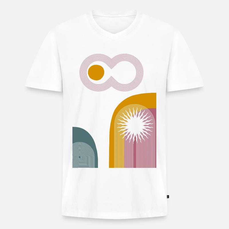 Pink Infinity Sun Abstrakter Bogen-Grafik - Männer Premium Bio T-Shirt mit V-Ausschnitt - Weiß