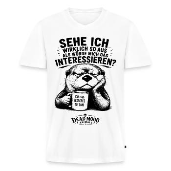 Lustiges Geschenk für motivierte Kollegen - Männer Premium Bio T-Shirt mit V-Ausschnitt - Weiß - Vorne - Nico (187cm)