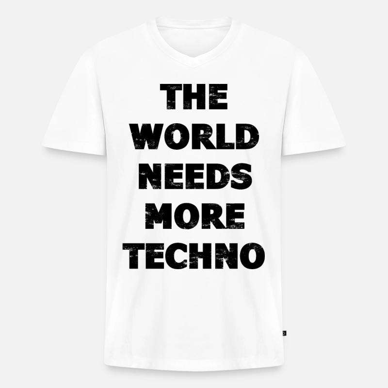 Techno - Männer Premium Bio T-Shirt mit V-Ausschnitt - Weiß