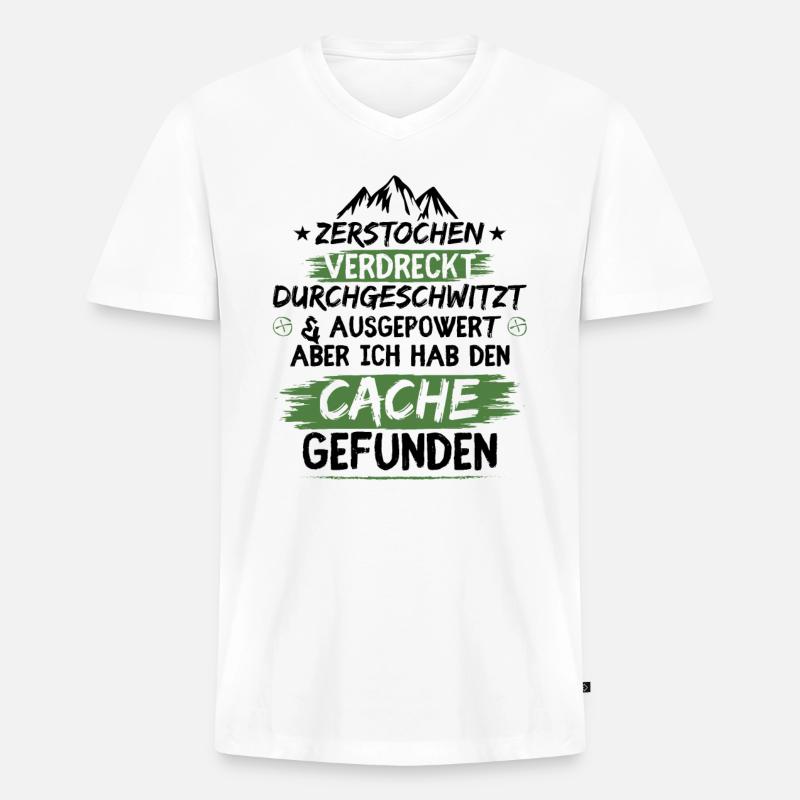 Zerstochen verdreckt durchgeschwitzt - Männer Premium Bio T-Shirt mit V-Ausschnitt - Weiß