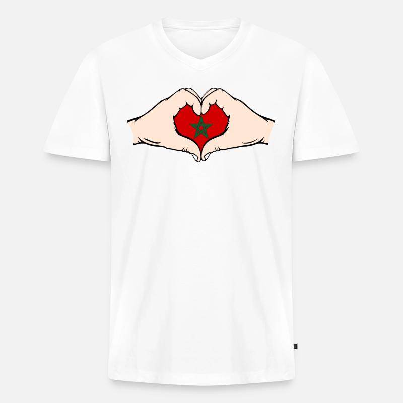 Marokko Herzform mit Hände - Männer Premium Bio T-Shirt mit V-Ausschnitt - Weiß