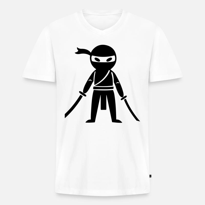 Ninja Samurai - Männer Premium Bio T-Shirt mit V-Ausschnitt - Weiß