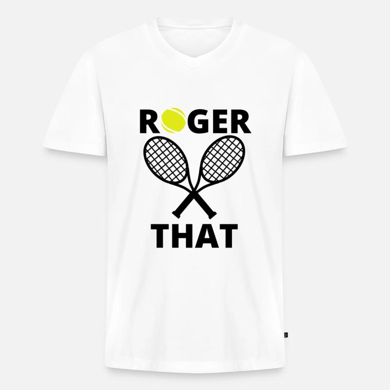 Roger das Tennisgeschenk - Männer Premium Bio T-Shirt mit V-Ausschnitt - Weiß