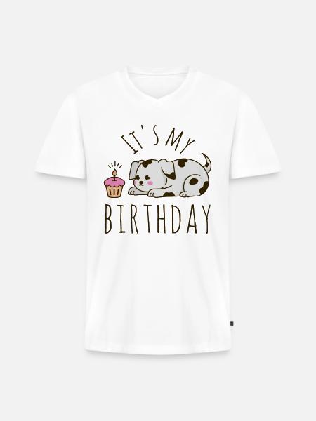 It's my Birthday Dog - Men's Premium Organic T-shirt with V-neck - white