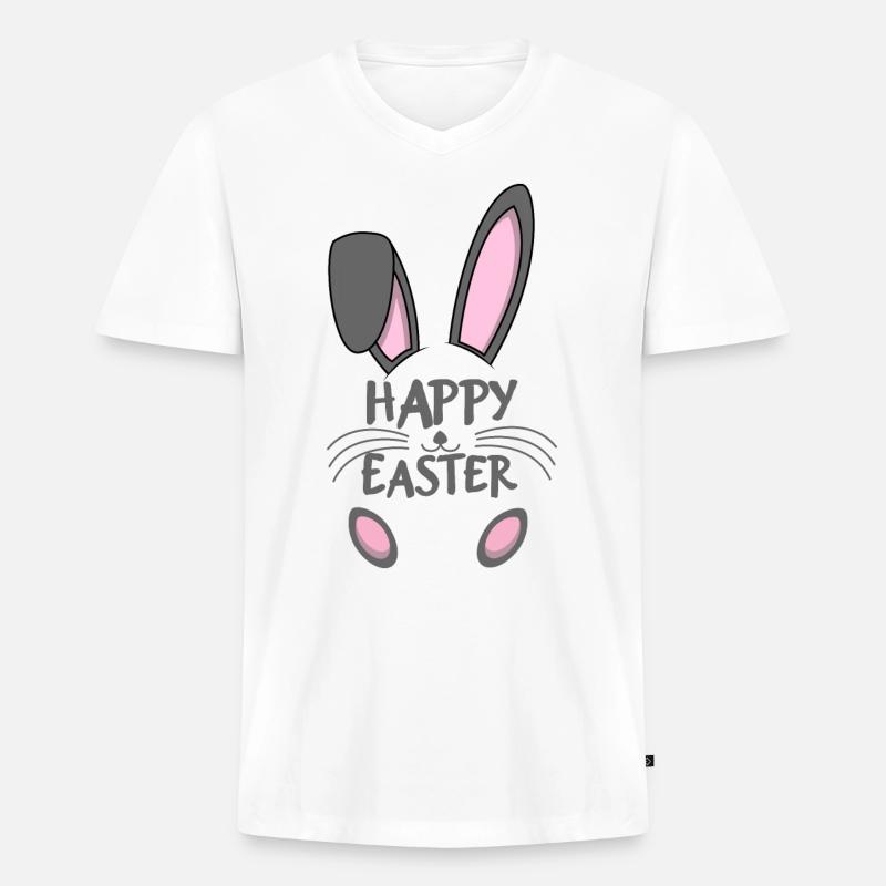 Happy Easter Bunny - Männer Premium Bio T-Shirt mit V-Ausschnitt - Weiß