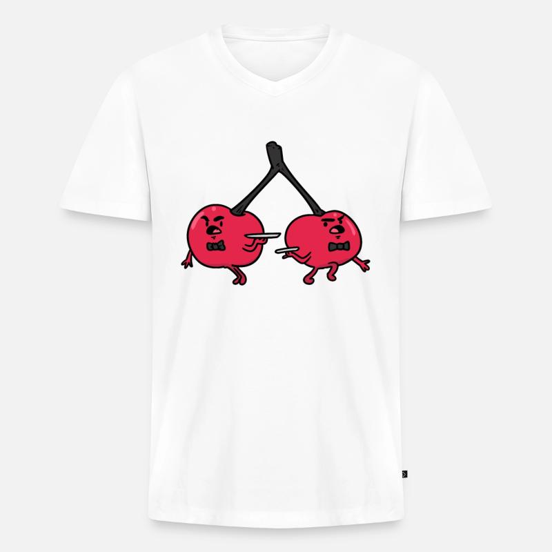 Cherry Waiters , Kirsch Kellner - Männer Premium Bio T-Shirt mit V-Ausschnitt - Weiß