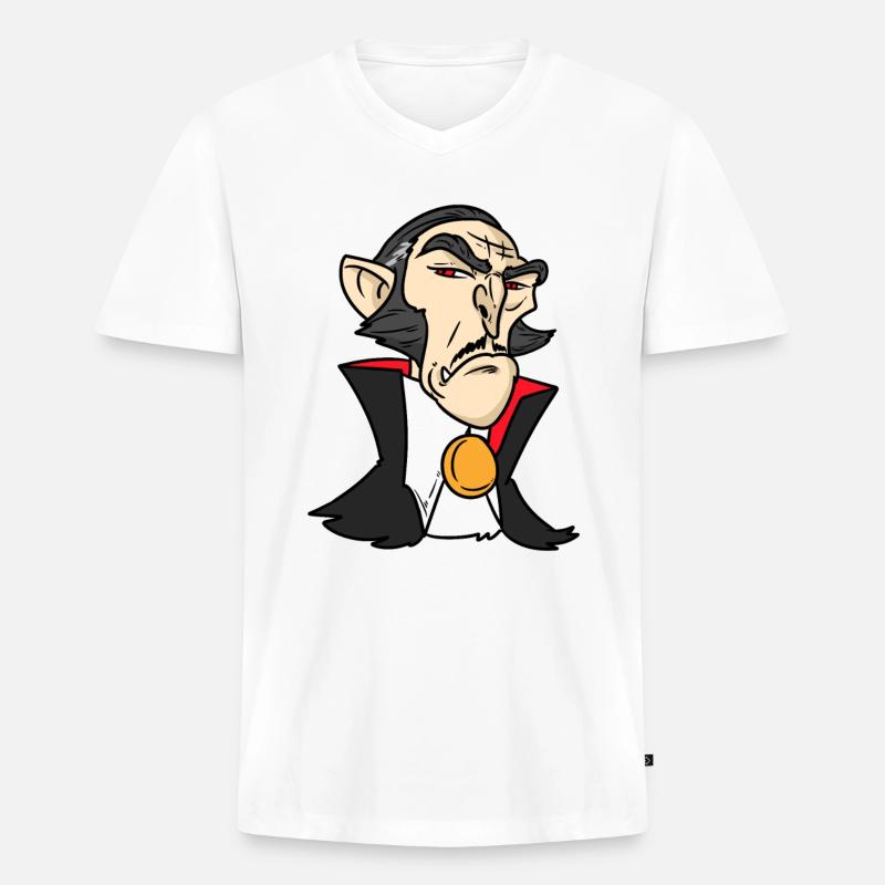 Sir Vampire Sir Vampire - Männer Premium Bio T-Shirt mit V-Ausschnitt - Weiß
