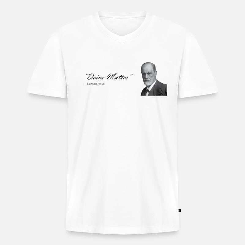 "Deine Mutter" Sigmund freund - Männer Premium Bio T-Shirt mit V-Ausschnitt - Weiß