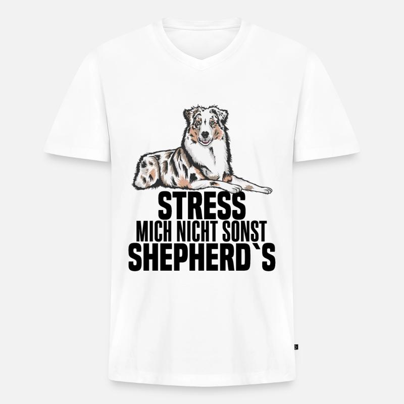 Australian Shepherd Aussie Hundebesitzer - Männer Premium Bio T-Shirt mit V-Ausschnitt - Weiß