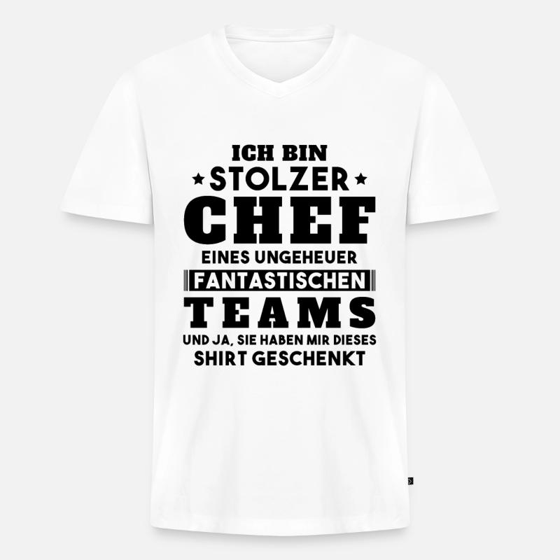 Ich bin Stolzer Chef Geschenkidee - Männer Premium Bio T-Shirt mit V-Ausschnitt - Weiß