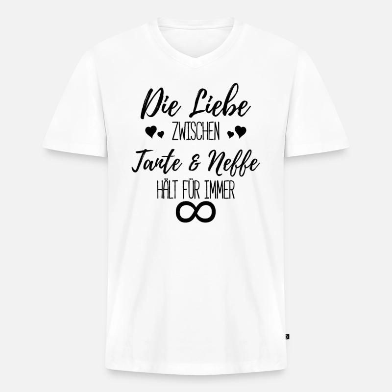 Tante Neffe Liebe Geschenkidee - Männer Premium Bio T-Shirt mit V-Ausschnitt - Weiß