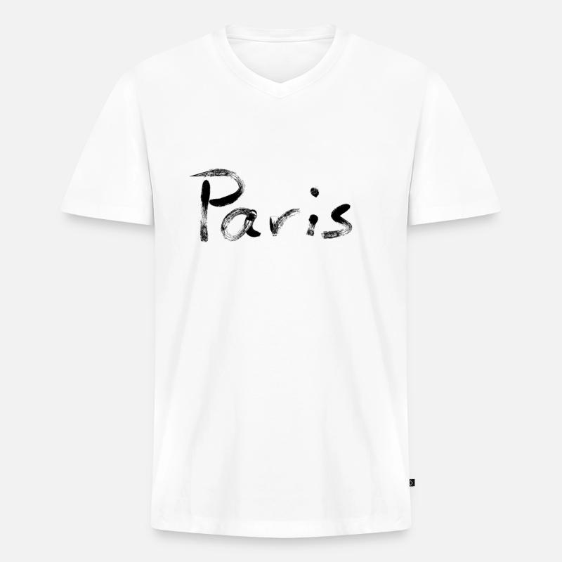 Paris - Männer Premium Bio T-Shirt mit V-Ausschnitt - Weiß