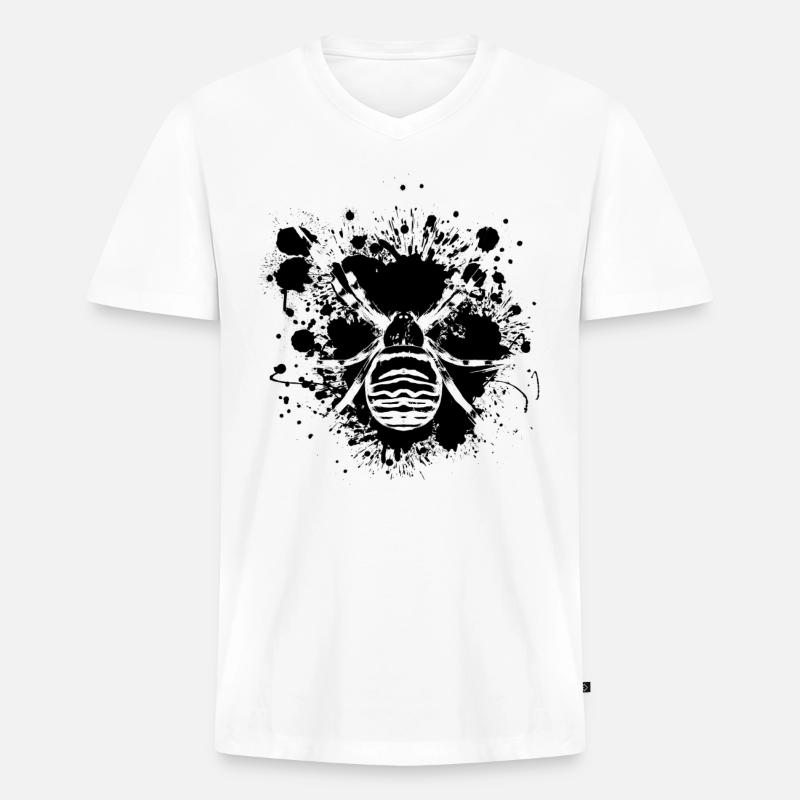 Spinne Gefahr - Spinnennetz - Männer Premium Bio T-Shirt mit V-Ausschnitt - Weiß