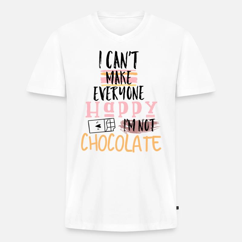 Schokolade Spruch - Männer Premium Bio T-Shirt mit V-Ausschnitt - Weiß